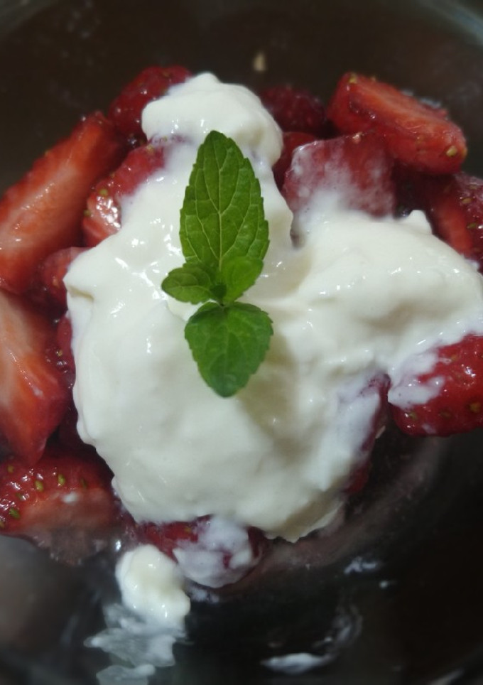 Una foto de Fresas con nata