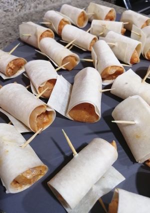 A picture of Chicken roll ups.