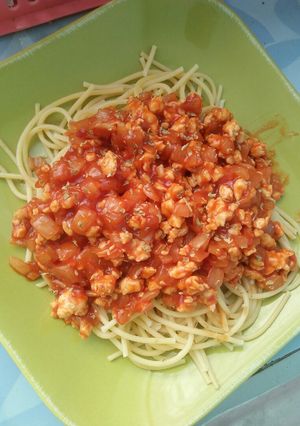 รูปของ สปาเก็ตตี้ซอสแดง (อกไก่)