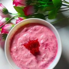 A picture of Beetroot raita.