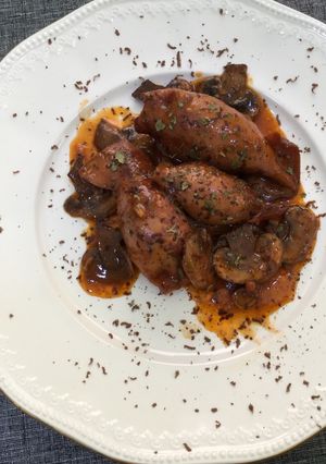 Una foto de Calamares 🦑 rellenos, al vermut y  chocolate 🍫 negro