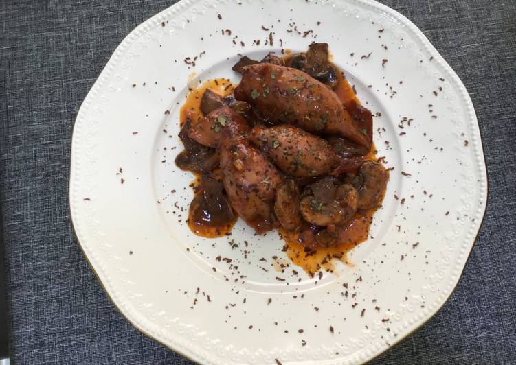 Calamares 🦑 rellenos, al vermut y  chocolate 🍫 negro