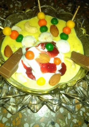 A picture of Colourful custard with multi lavour.