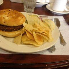 A picture of Burger with crisp fries...