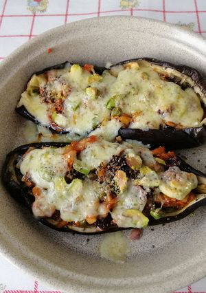 Una foto de Berenjenas gratinadas en microondas