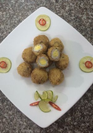 Hình của món Thịt bọc trứng cút.