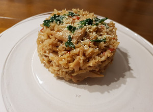 Una foto de Risotto de arroz integral con champiñones