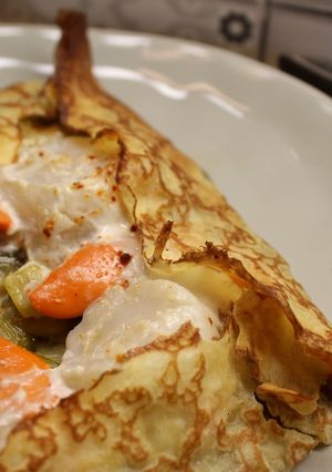 Une photo de Crèpe bretonne aux St Jacques et aux poireaux