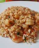 Arroz chaufa con langostinos