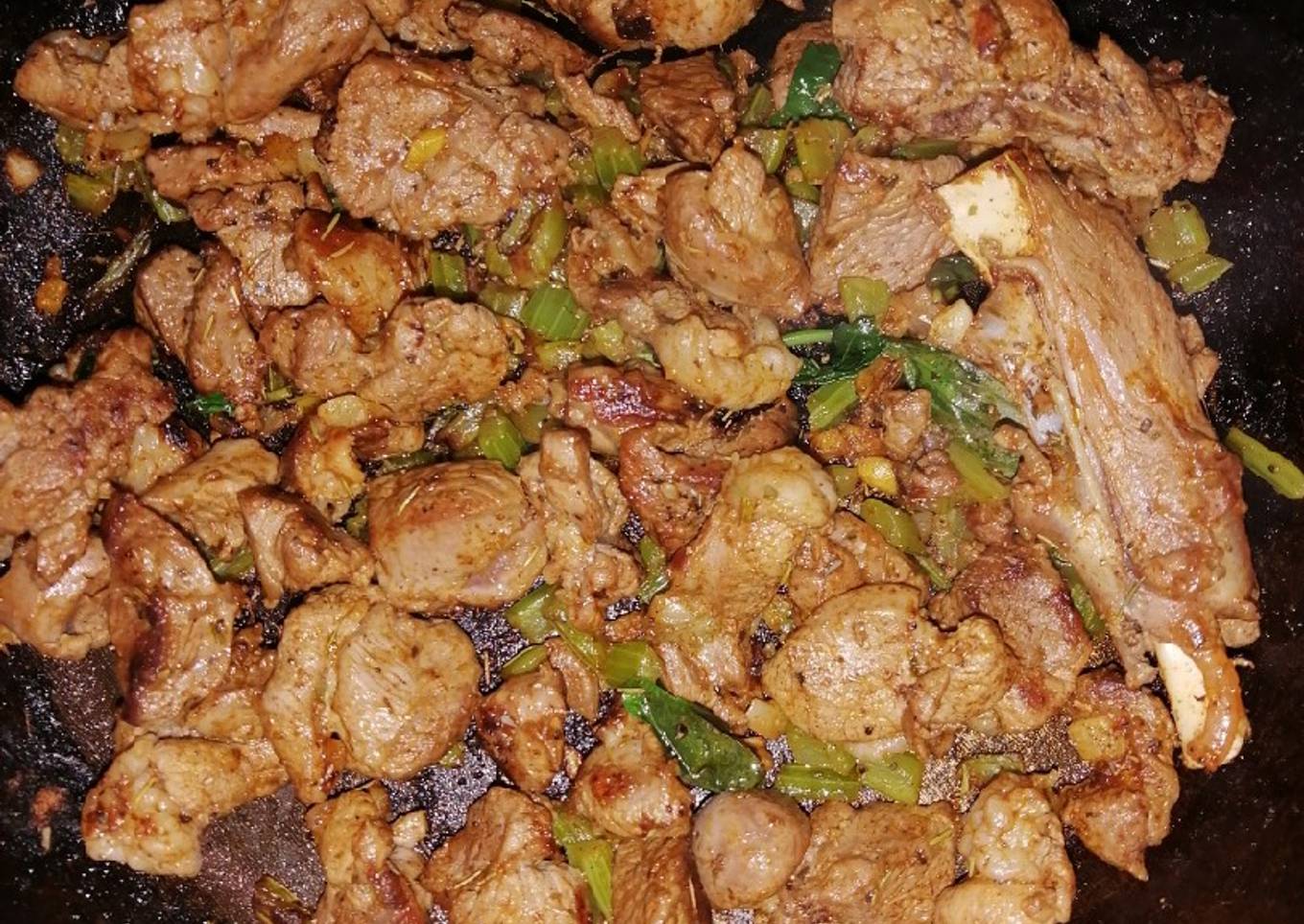 Butter fried goat meat