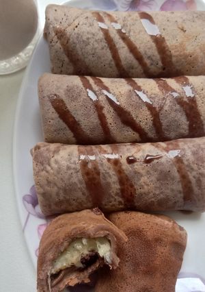 Foto resep Dadar gulung coklat pisang simple