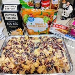 A picture of Eggnog bread pudding.