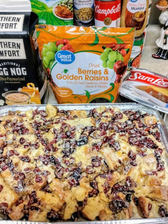 A picture of Eggnog bread pudding.