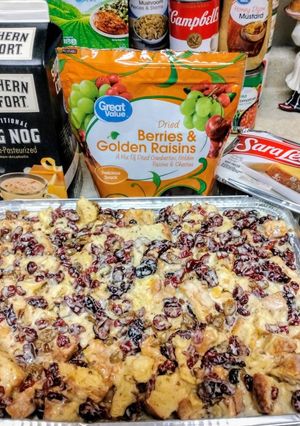 A picture of Eggnog bread pudding.