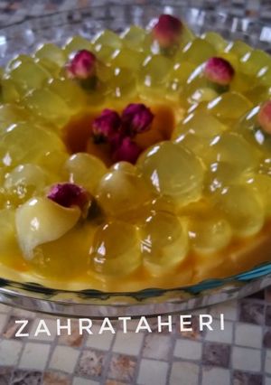 عکسی از دستور دسر زعفرانی حبابی با ژله
