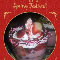 A picture of Strawberry triple desert.