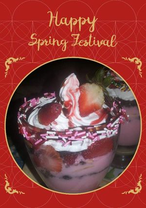 A picture of Strawberry triple desert.