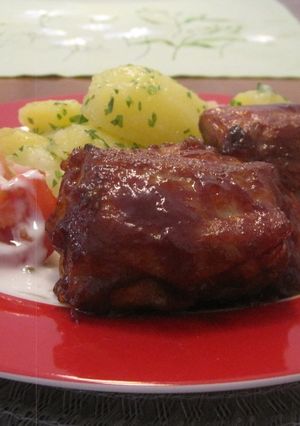 Barbecueval készített sült oldalas recept fotója
