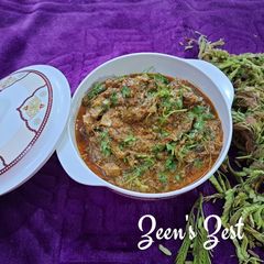 Hyderabadi Mutton Chugur or Young Tamarind Leaves A picture of Hyderabadi Mutton Chugur or Young Tamarind Leaves.