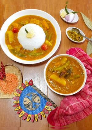 নব সব্জীর ডাল তরকারি (naba sabjir dal tarkari recipe in Bengali) রেসিপির প্রধান ছবি