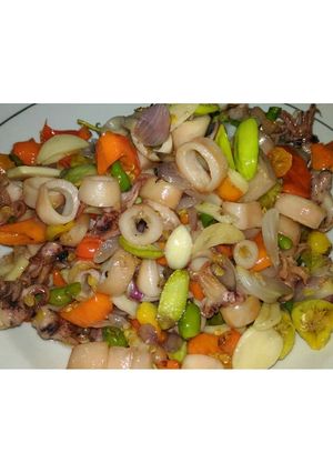 Foto resep Cumi asin pelangi extra hot