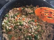 Una foto de carne molida a la jardinera