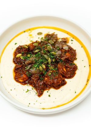 A picture of Chipotle Shrimp with Creamy Masa Polenta.