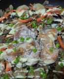 Salteado🍄de vegetales🧅🥕🍗y pollo🍱🥙🌯