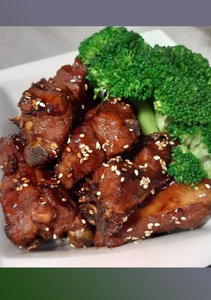 A picture of Chinese Sweet and Sour Pork Ribs.