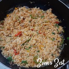 A picture of Sambar Masala and Bell Pepper Rice.