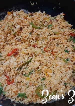 A picture of Sambar Masala and Bell Pepper Rice.