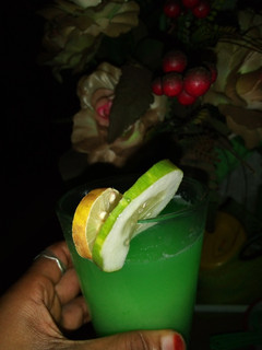 A picture of Cucumber,mint leave juice.