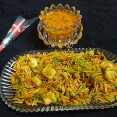A picture of Pulao and rasa.