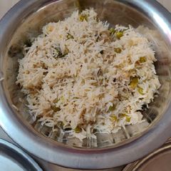 A picture of Ghee rice/Thengai paal saadham.