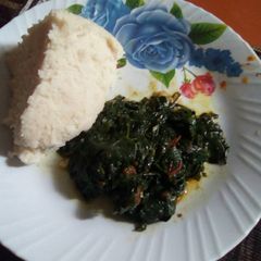 Kunde stew with ugali A picture of Kunde stew with ugali.