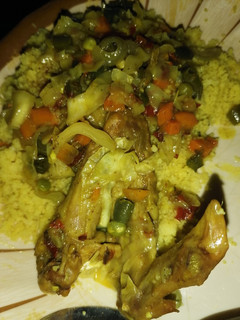 A picture of Couscous and veggies soup.
