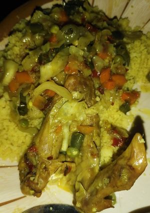 A picture of Couscous and veggies soup.