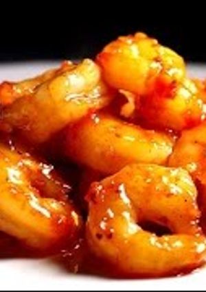 Una foto de Camarones al ajillo con miel