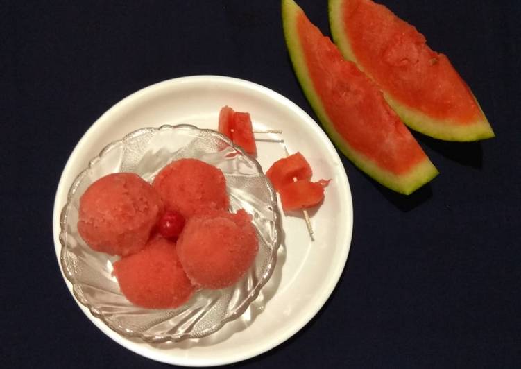 Steps to Make Favorite Watermelon sorbet