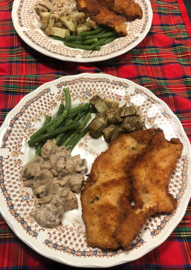 Una foto de Cena rápida: pollo rebozado y verduras de fácil elaboración