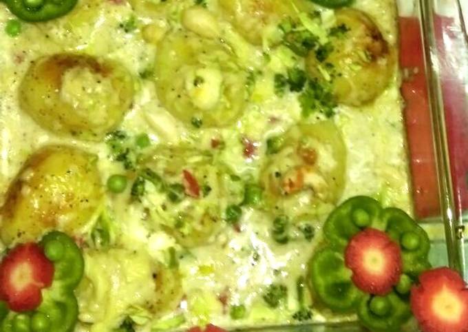 Easiest Way to Make Super Quick Homemade Creamy Potatoes n Veggies Casserole