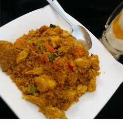 A picture of Chicken vegetable couscous.