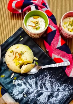A picture of Bhapa Doi Steamed yoghurt pudding.