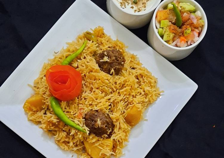 Recipe of Perfect Kofta pulao with veg kebab 😋😋