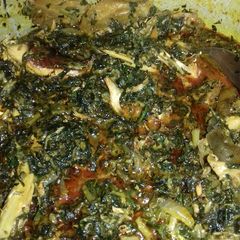 A picture of Edikaiko / vegetable soup.