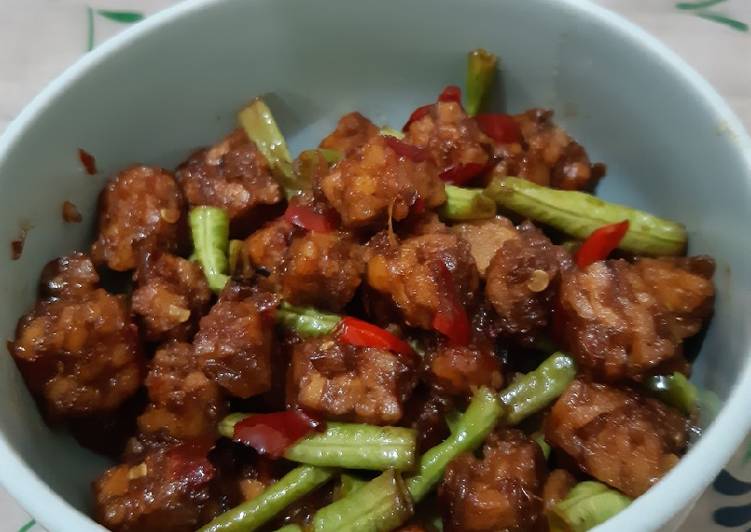 Cara mudah memasak Orek tempe kacang panjang Anti Gagal