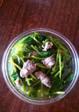 Hình của món Canh rau lang nấu bắp bò.