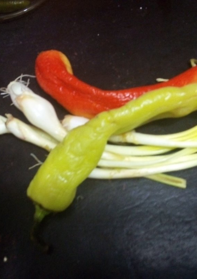 Una foto de Salsa de chilacas  pintas y cebolla cambray las correa con pulque pa la birria