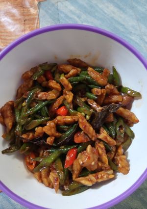 Foto resep Tumis pedas kacang panjang tempe