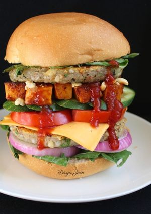 A picture of Jumbo Tandoori Paneer Sago Patty Burger.